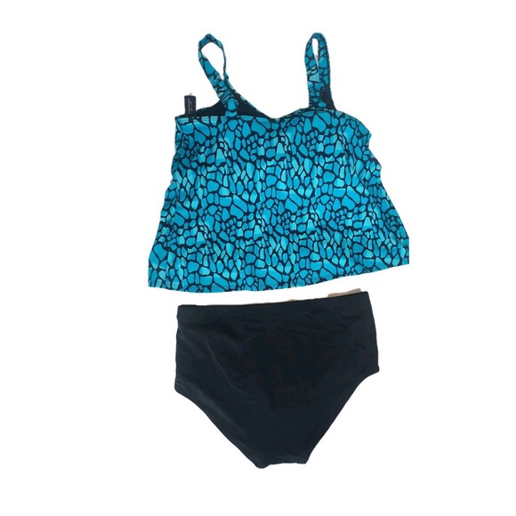 NWT Ladies Swimsuits For All 2 Pc Turquoise/Black Tankini Set W/Bra Size 18 - Picture 5 of 6